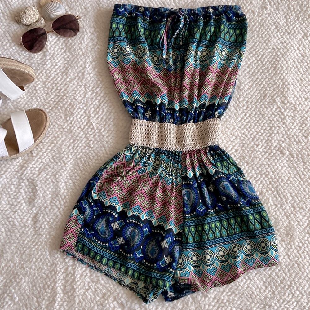 Boho romper with pockets